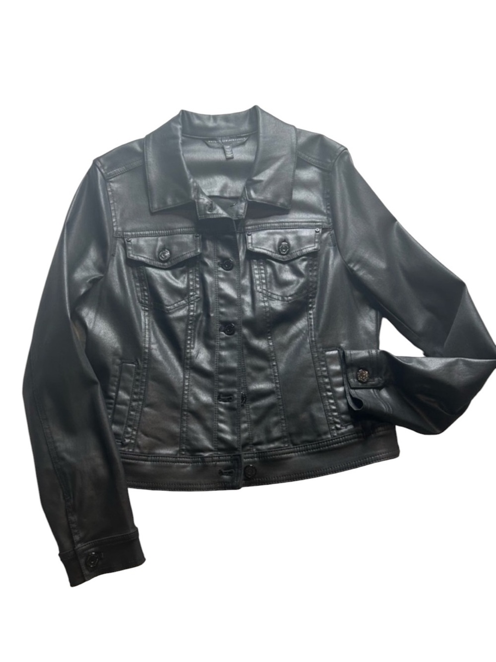 White House Black Market Faux Leather Black Jacket